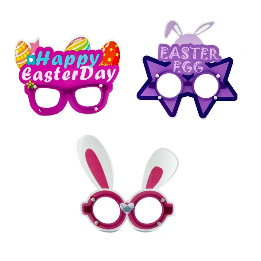 Egg Pattern Easter Paper Glasses Rabbits Eyeglasses Carrot Shape Easter Fun Glasses Frame Cartoon Multicolor