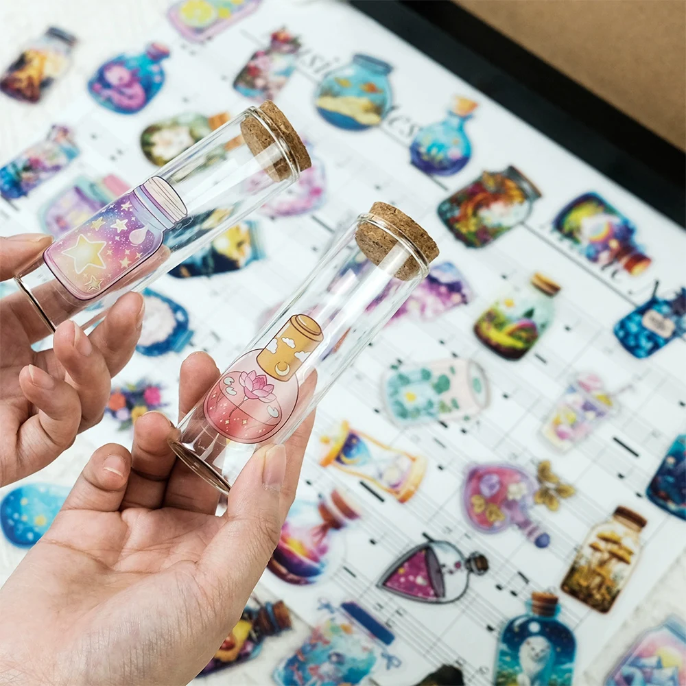 10/30/50pcs Transparent Cute Animal in The Bottles World Stickers Aesthetic for Phone Stationery Laptop Waterproof Kawaii Decals