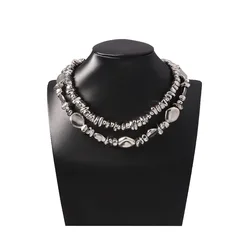 ZAA Double Layer Irregular Beads Chain Necklace High Quality Vintage Jewelry Trendy Holiday Party Accessories Girl Gifts
