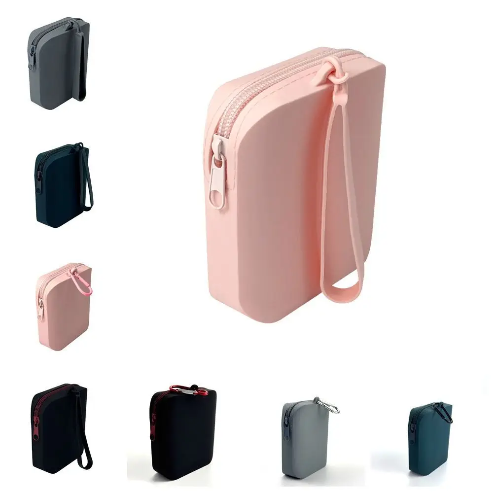 Solid Color Silicone Cosmetic Bag Contrast Color Coin Purse Multifunction Storage Bag Rectangle Large Capacity Small Item Bag