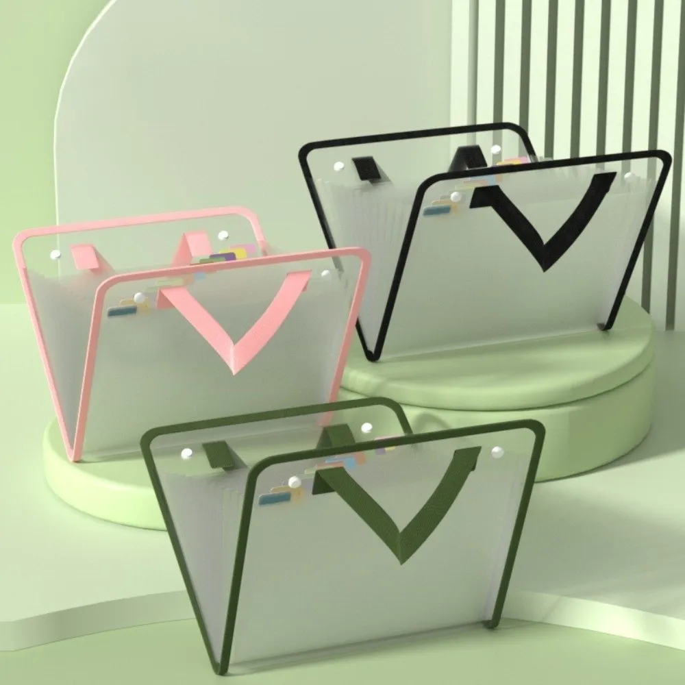 

Portable 13-Layers Document Storage Bag Waterproof Large Capacity Hand-held Folder Transparent Document Pouch Office Use