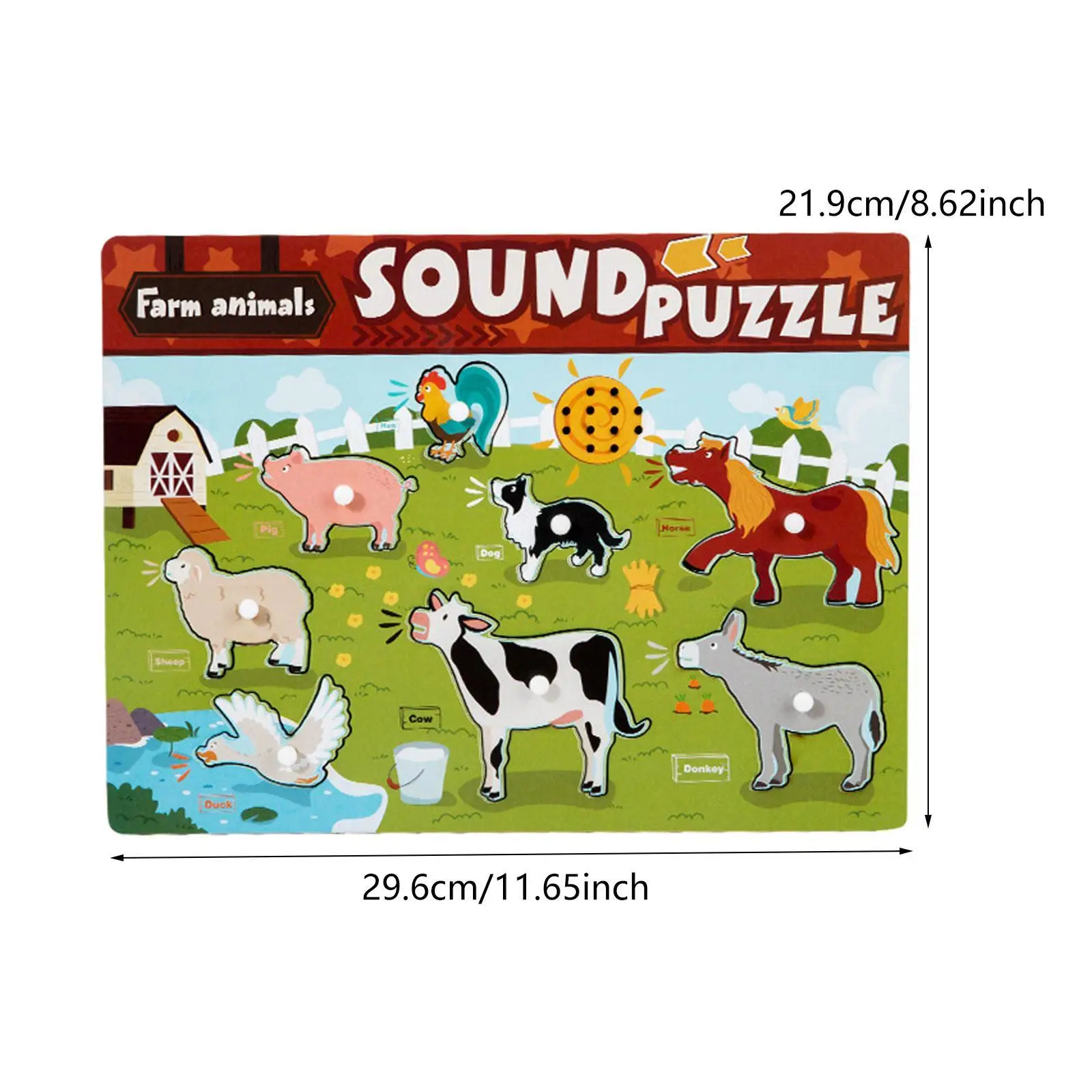 لعبة تعليم الصوت الخشبية الممتعة للتعليم المبكر لعبة أحجية الصور المقطوعة للأطفال الصغار 2 3