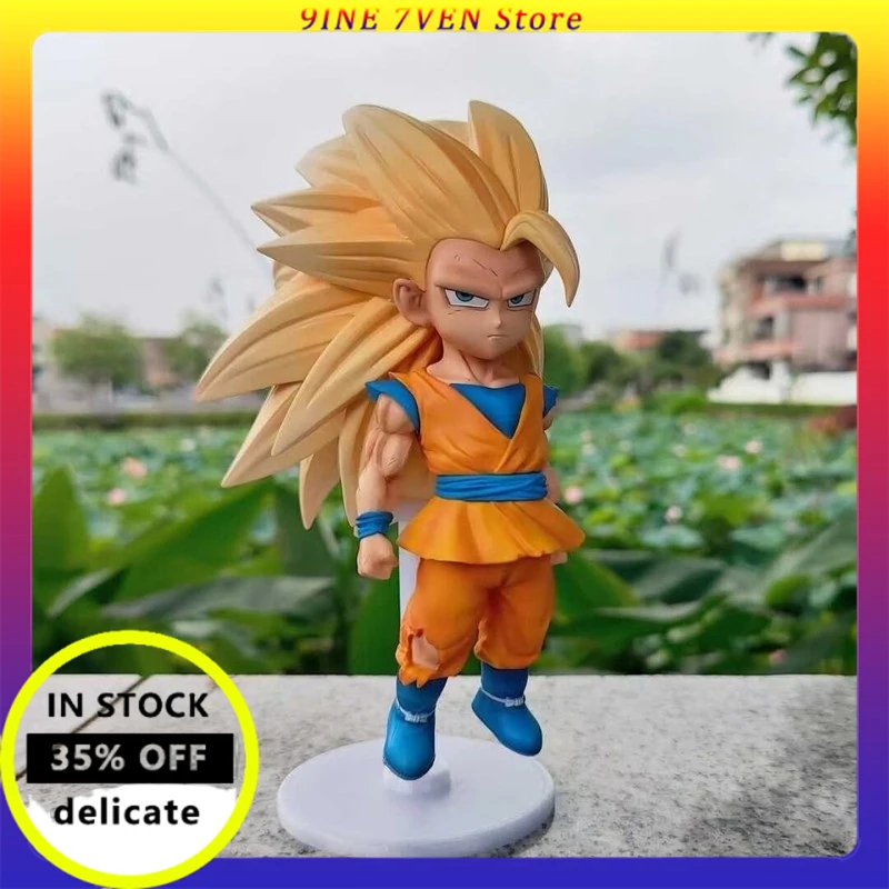 

20cm Animation Dragon Ball Super Saiyan Three-Form The Monkey King Doll Model Hand-Made Saiyan Wukong Desktop Ornaments Toys
