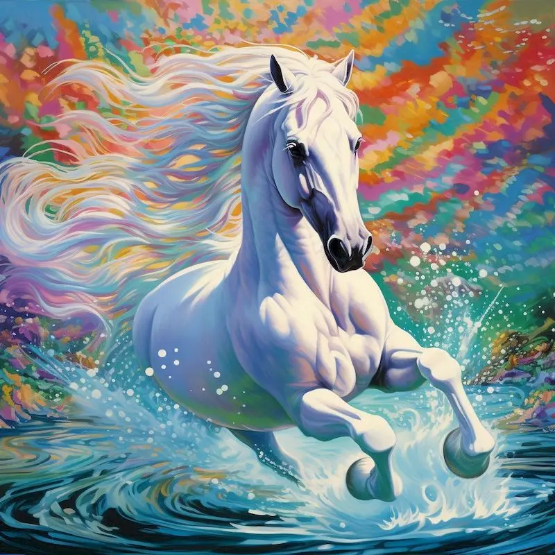

CHENISTORY 5D DIY Diamond Painting Kit Diamond Embroidery Animal Mosaic Cross Stitch White Horse Handmade Gift Home Decor