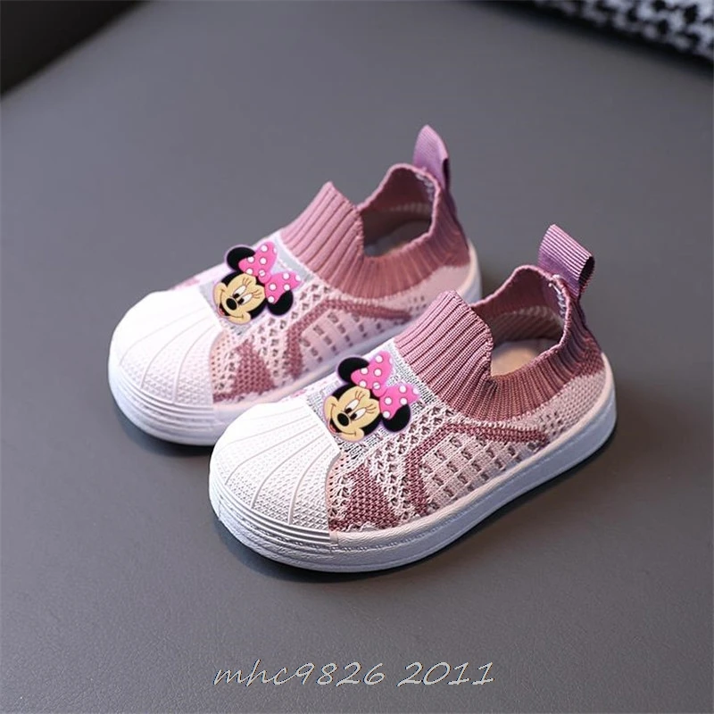 Disney Children\'s Casual Sneakers Flying Woven Mickey Minnie Spring New Shell Head Boys And Girls Donald Duck Toddler Shoes