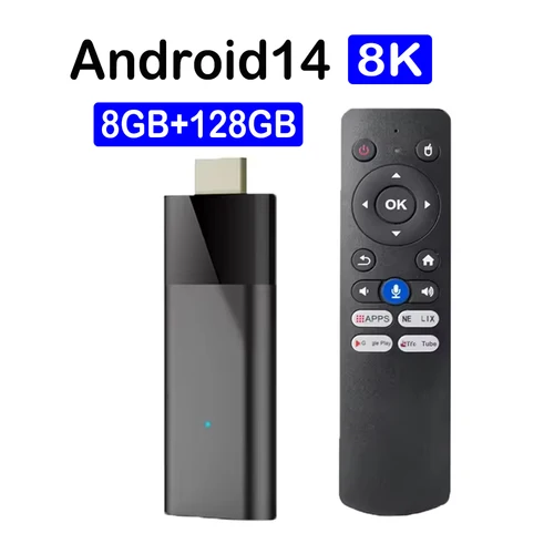 Mini ATV Q12 TV Stick Android 14 8K HD 8GB 128GB Allwinner H313 Asistente de Google reproductor multimedia Bluetooth 5,4 caja de TV inteligente rápida