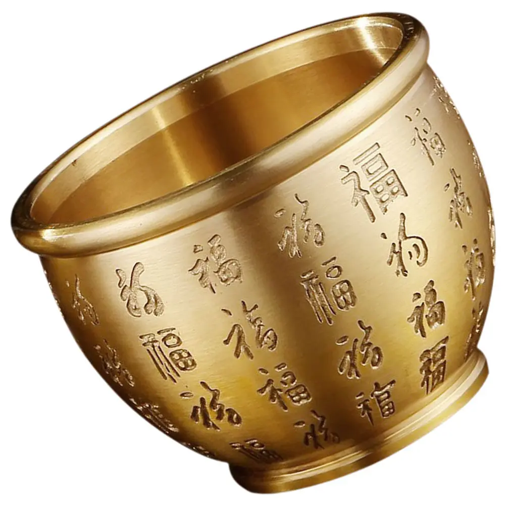 Brass Fortune Bowl Small Treasure Basin Decorative Offering Color for Office Home Table Top Small Treasure Basin