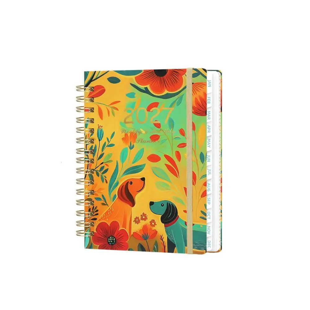 Floral Pattern 2027 Schedule Book A5 Planner Reminder Daily Planner Book To Do List Textured PU Agenda Book Office Supplies