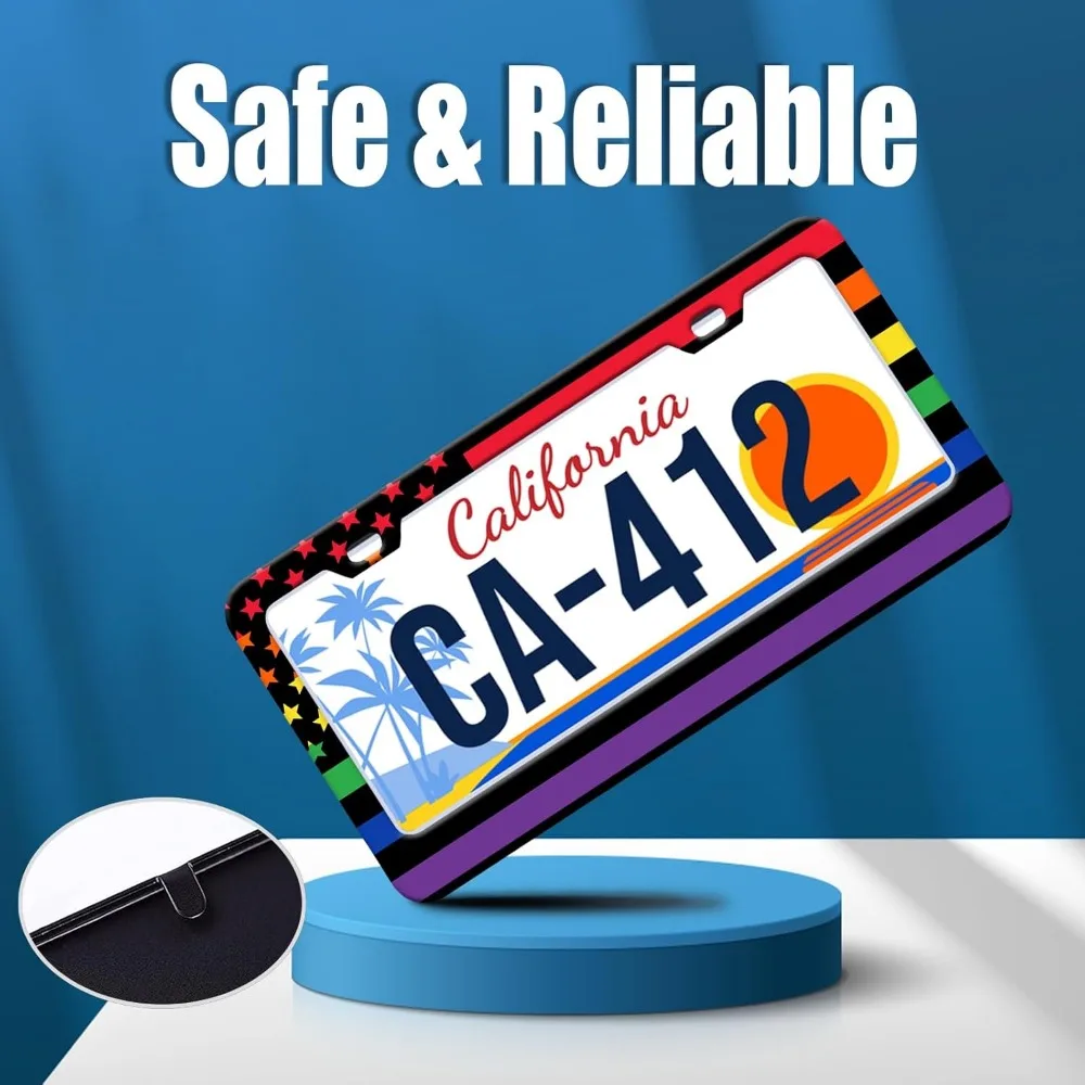 Gay-Pride-License-Plate-Frame-Rainbow-American-Flag-License-Plate-Holder-for-Car-Decor-Parts-Stainless-Steel-License-Plate-Cover