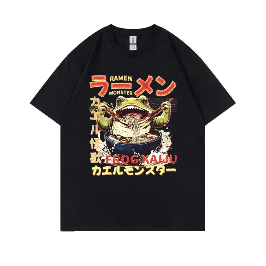 

Japanese Weird Ramen Monster Frog Kaiju Funny Meme Tshirt Men Women 90s Vintage Oversized T-shirt Men's Fashion Casual T Shirts