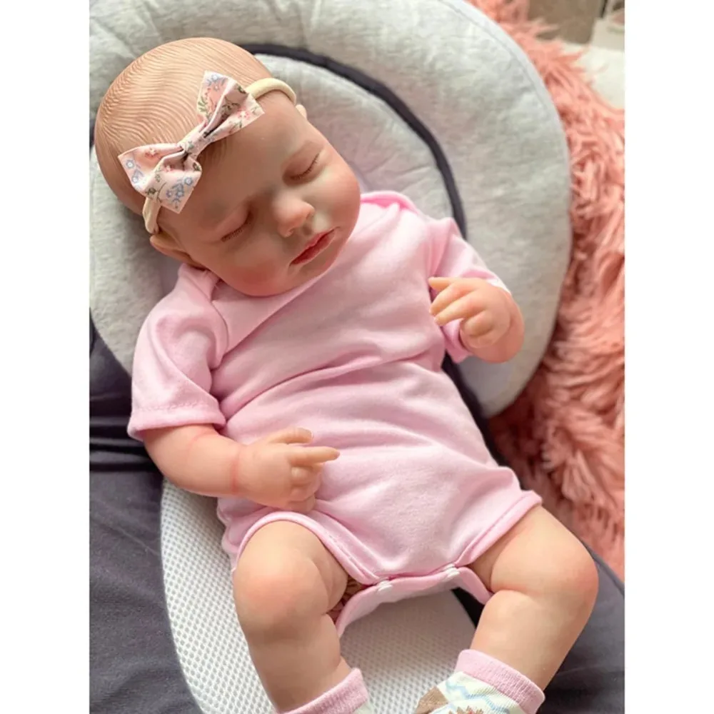 19 inch Reborn Loulou pasgeboren slapende baby Mu Esperoas Bebe Soft Touch herboren poppen 3D geschilderde huid met zichtbare aderen kinderen speelgoed cadeau