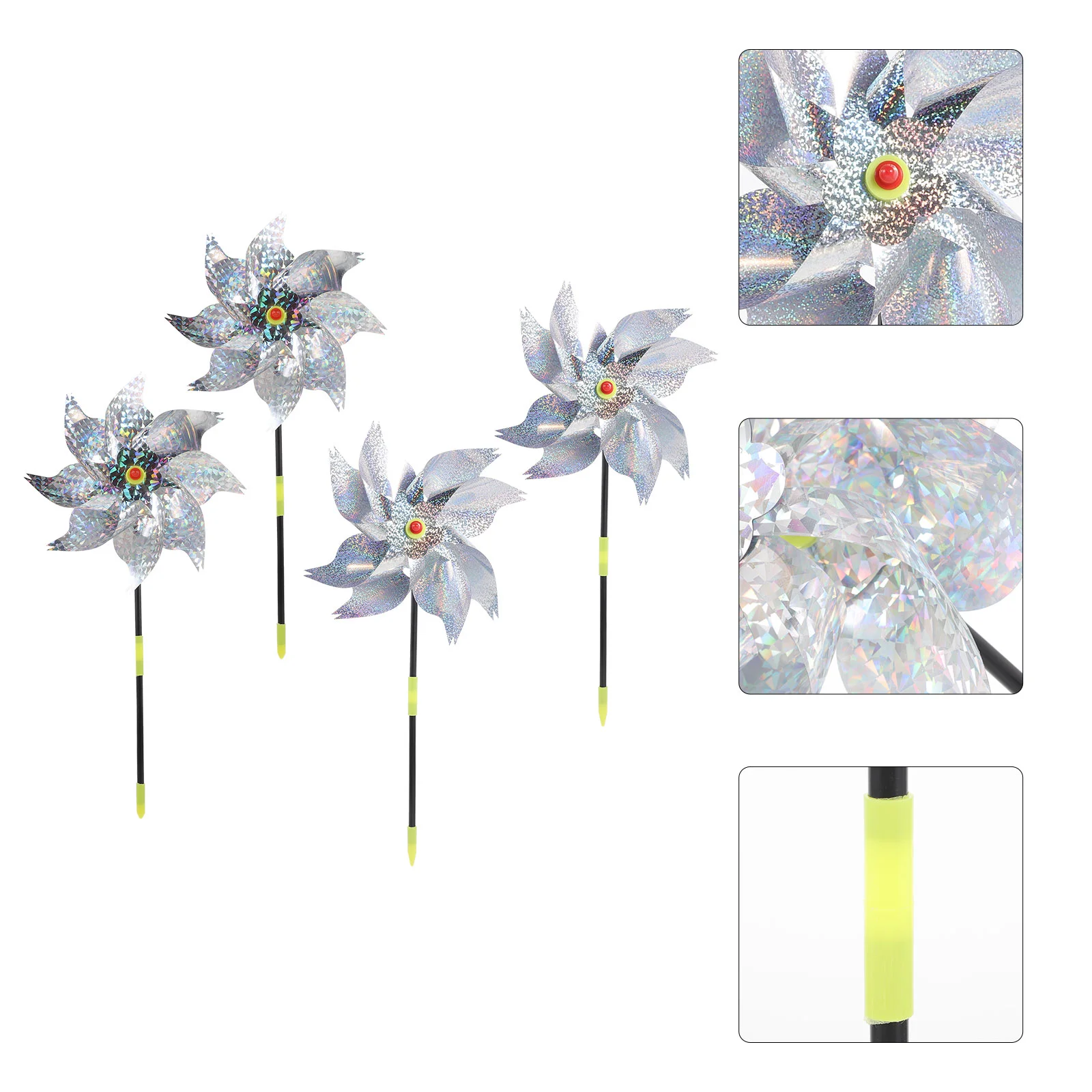 

4 Pcs Garden Whirligig Pinwheel for Spinners Reflective Bird Repeller Decorate Deterrent Windmill