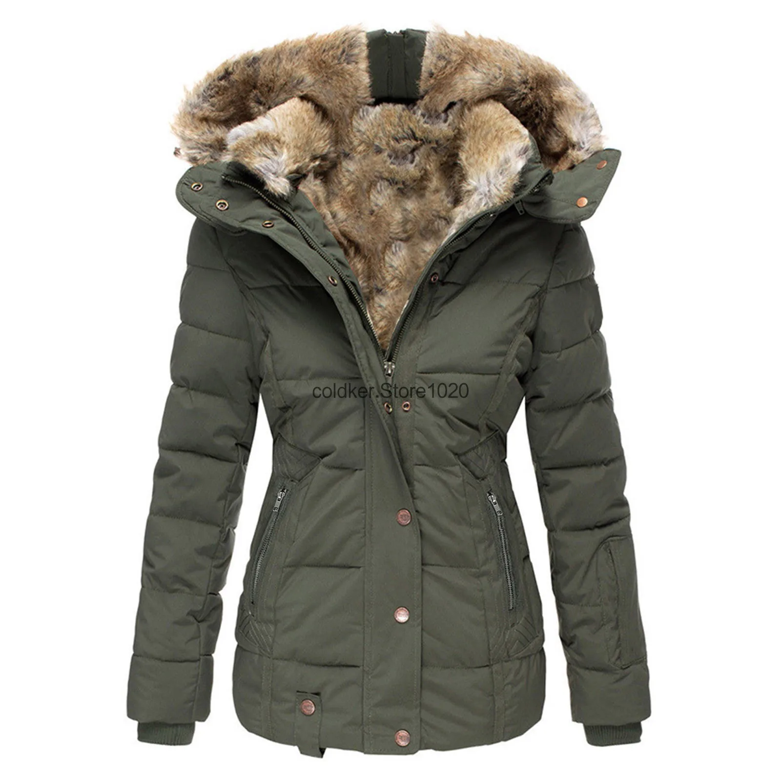 Parka com capuz longo à prova de vento feminino, jaqueta de pelúcia monocromática, casaco de algodão quente, trincheira de botão, engrossada, outono, inverno