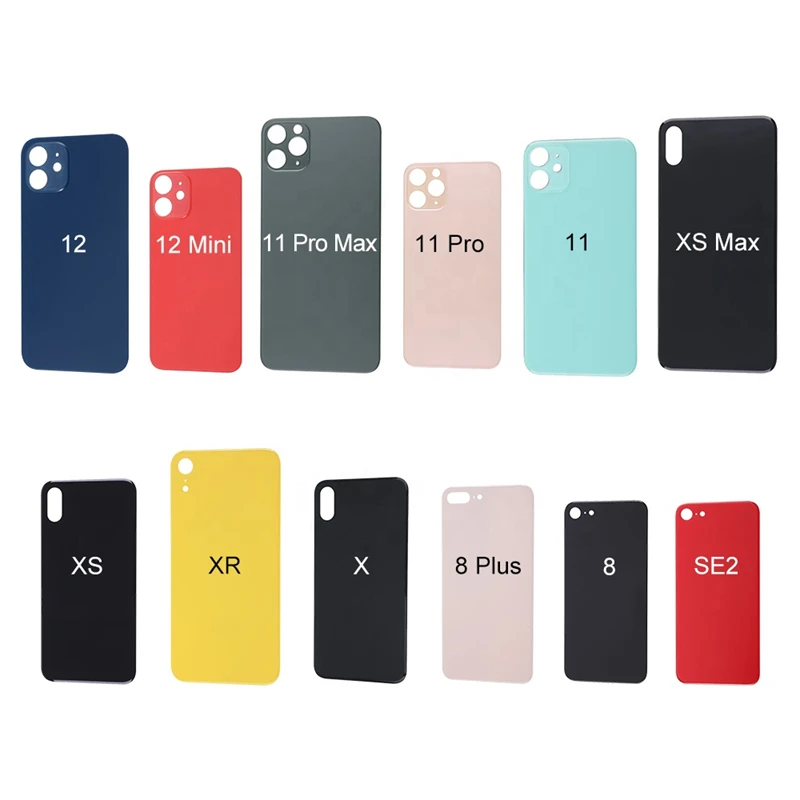 3Pcs Large Hole Rear Glass Battery Cover for iPhone 13 12 14 Mini 11 PRO MAX 8 PLUS, X, XR, XS, Xsmax, SE2 Repair High Quality