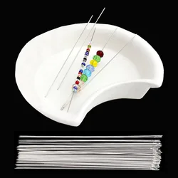60PCS 8/10cm Stainless Steel Beading Needles DIY Tools Small Eyes Pins for Jewelry Making Supplies Seed Beads Beading Needles