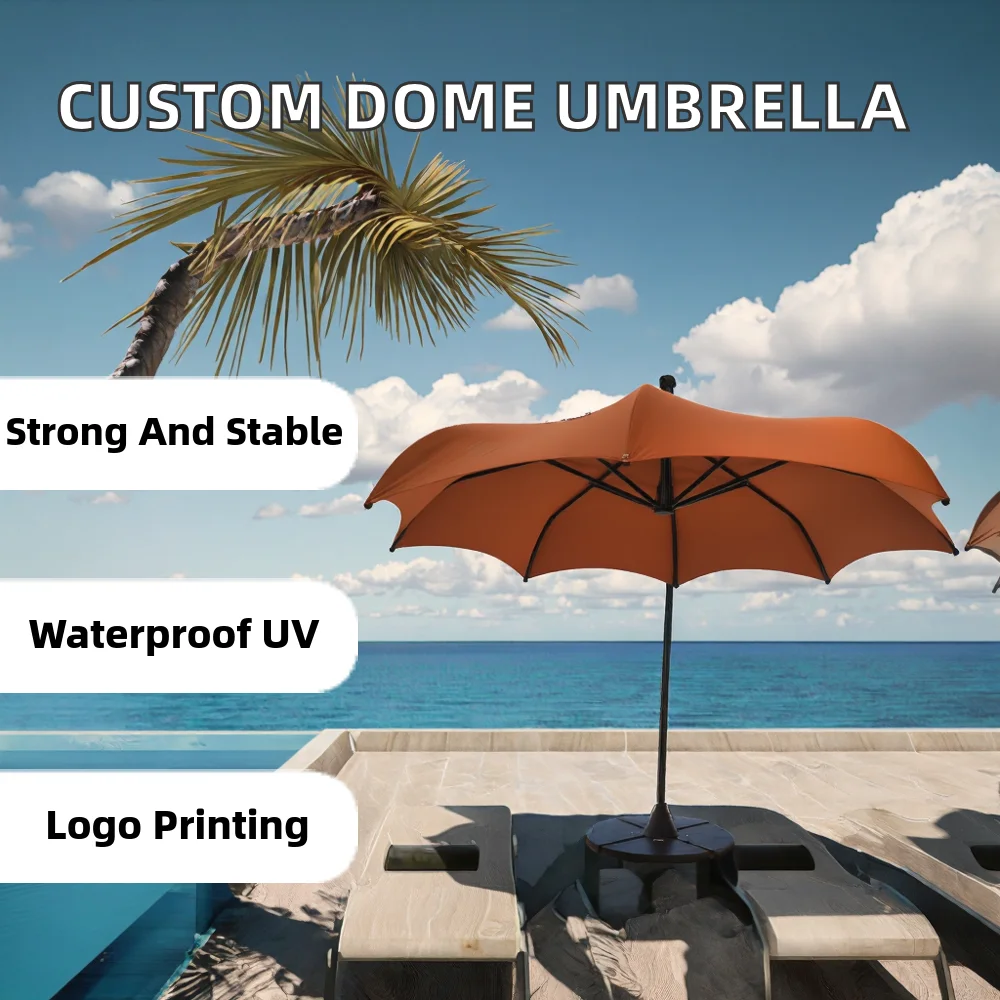 Factory Direct Customizable Heavy Duty Marble Base Patio Umbrella Dome Canopy Commercial Hotel Outdoor Garden Outdoor Furniture
