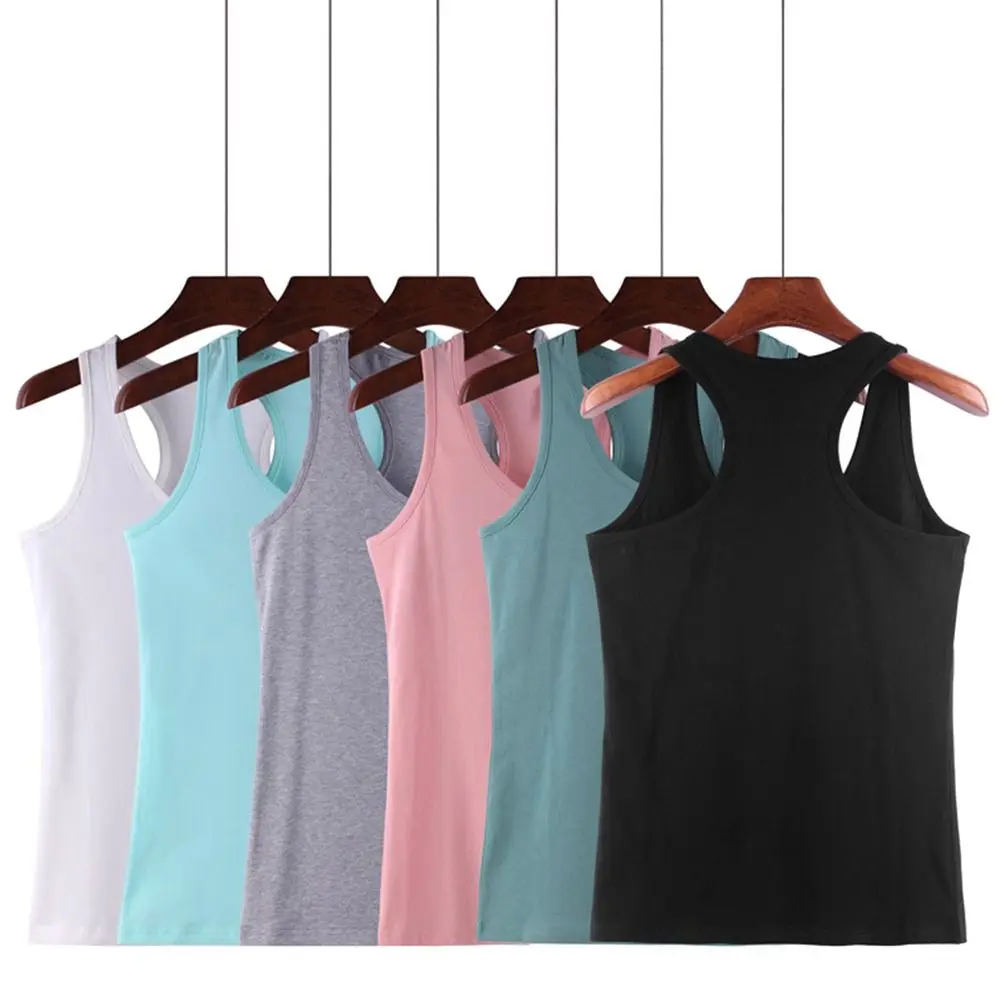 Lässige U-Ausschnitt Sommer Tanktops Ärmellose Figurbetonte Oberteile Baumwoll-Camisoles Cami-Top Shirt für Damen