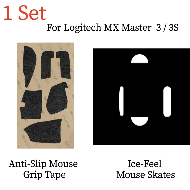 

Anti-Slip Mouse Grip Tape with Ice-Feel PTFE Skates, Sweat Resistant Gaming Kit For Logitech MX Master 2/2S/3/3S