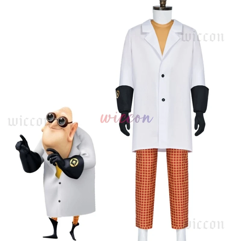 Anime Nefario Cosplay Dr Cosplay Man Nefario Dottore Gioca Costume Uniforme Occhiali Halloween Party Gioco di ruolo Outfit