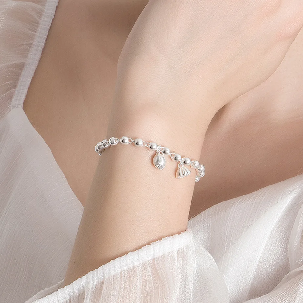 925 Sterling Silver Lotus Seed Beads Ball Charm Bracelet For Women Simple Luxury Romantic Bracelet Wedding Party Jewelry Gift