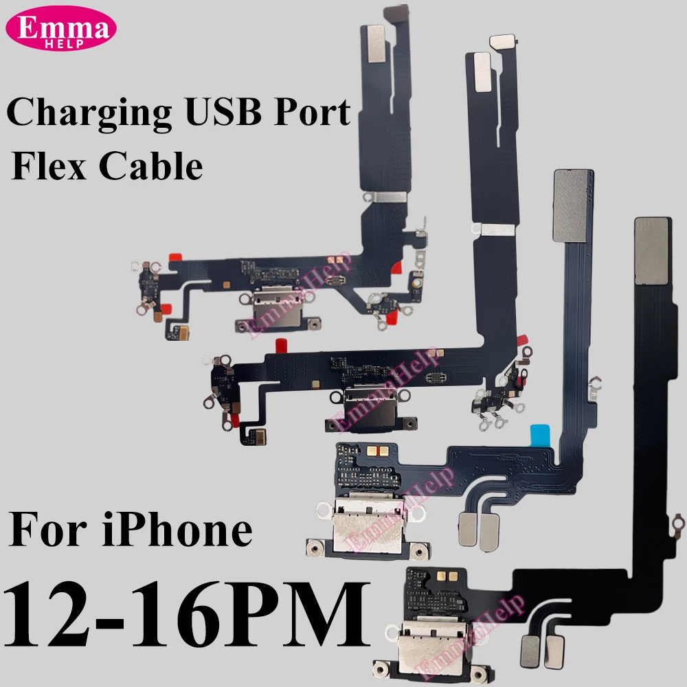 1pcs Charging Port Flex Cable for iPhone 16 15 14 13 12 Pro Max USB Charger Dock Connector With Microphone Ribbon Repair