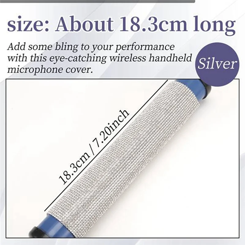Excellent-2 PCS Mic Handle Cover Sparkly Bling Rhinestones Mic Handle Sleeve For Party&TV Show For Most Wireless Microphones