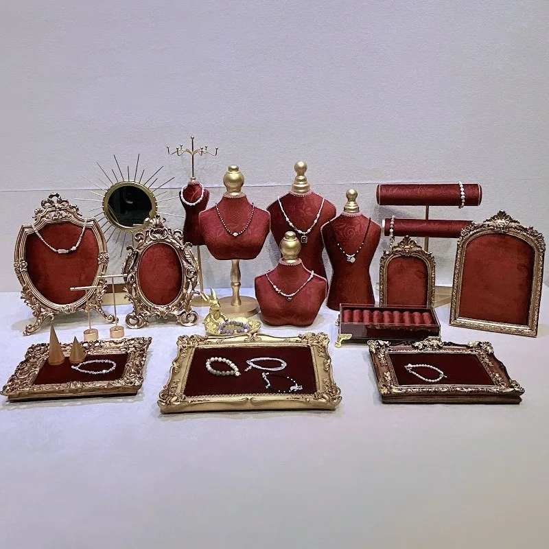 

Flannel Exquisite Jewelry Display Rack Necklace Model Showcase Stand Counter Jewellery Show Holder Live Stream Storage Shelf