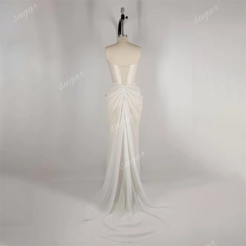 Vestido de novia con corsé de palacio Retro para mujer, apliques de encaje, vestidos de novia de sirena plisados, vestidos de fiesta formales sexys