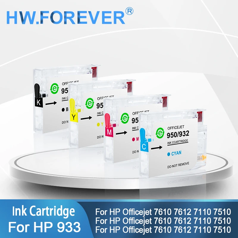 1Set 932 932XL 933 950 951 952 953 955 Refillable Ink Cartridge With ARC Chip For HP Officejet 6100 7110 6600 6700 8210 Printer