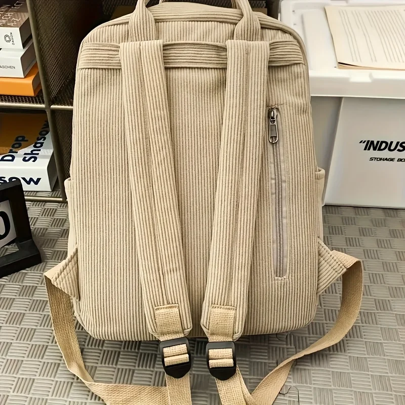Casual Corduroy Backpack for Teens, 14 Laptop Compartment  display picture 3