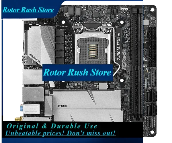 RoRuSASROCK Z490M-ITX/AC Z490 LGA 1200 carte mère prise en charge i9-10900K i7-10700 i5-10600K i3-10100 CPU DDR4 SATA3 USB 2.0 M