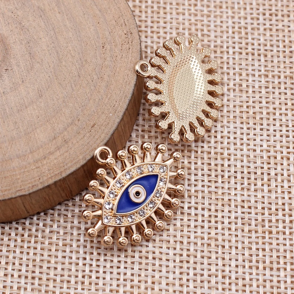 WYSIWYG 5pcs 25x21mm Kc Gold Color Evil Eye Charms Pendant For DIY Jewelry Making Handmade Jewelry Craft Findings