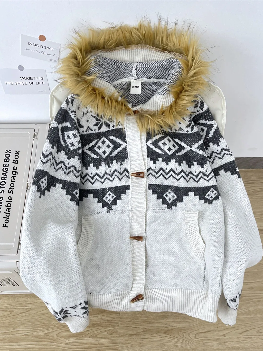 

Модный американский вязаный свитер-пальто с меховым воротником для мужчин и женщин, теплая зимняя верхняя одежда, повседневный длинный свитер