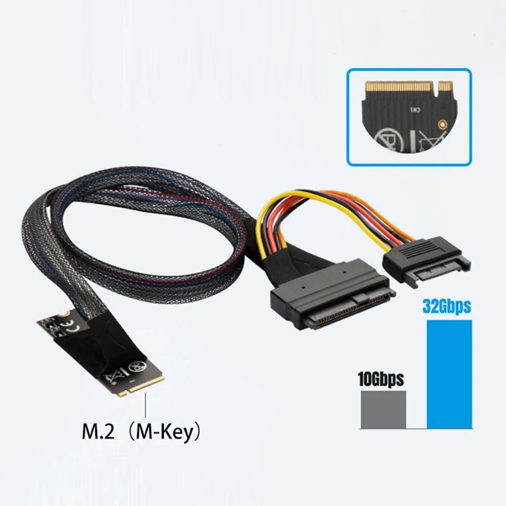 M.2 m-key para u.2 SFF-8639 cabo adaptador de interface para disco rígido ssd nvme de 2.5 polegadas m2 para u.2 cabo peças de computador