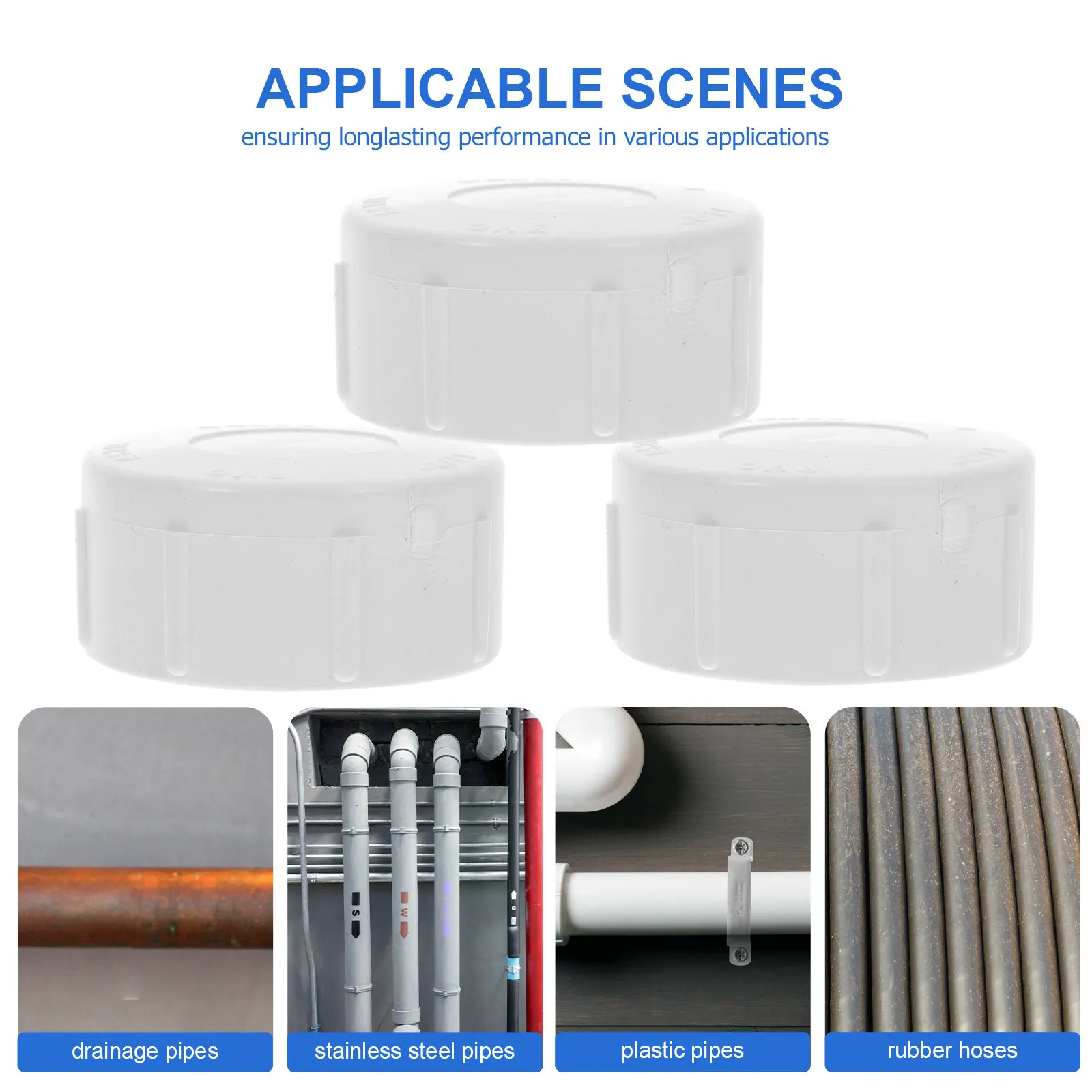 10Pcs Thickened PVC Female Thread End Cap White Pipe Plug for Swimming Pool Rainwater Collection Cold Water Supply Outdoor Use