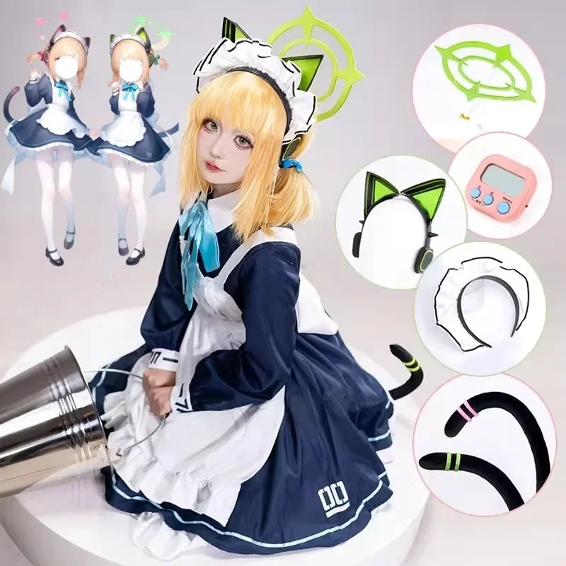 

Saina Midori Momoi Maid Dress Wig Tail Aureole Props Suit for Women Rolrplay Outfits 2025 Anime Blue Cosplay Archive Costume