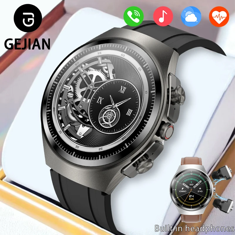 

Новые мужские умные часы GEJIAN с 1,43-дюймовым AMOLED-экраном, мониторинг сердечного ритма и артериального давления, встроенные наушники и часы