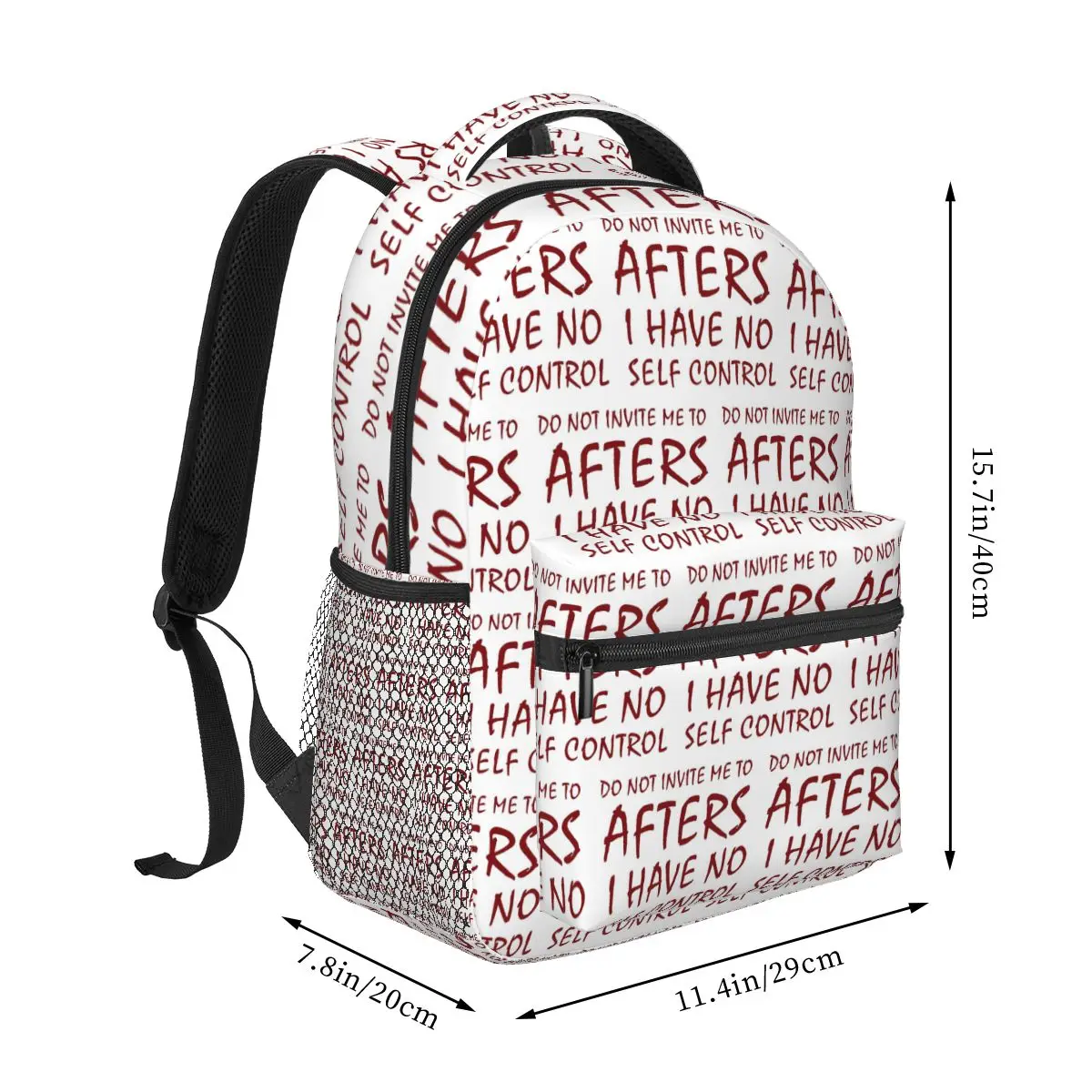 Do Not Invite Me To Afters I Have No Self Control Student Backpack School Bag Daypack for Men Women Fashion Bookbag Shoulder Bag