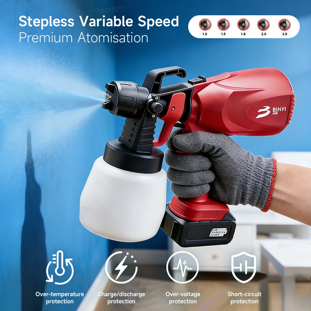 

Беспроводной электрический краскопульт, компактный, с литиевой батареей, для декоративных покрытий, распылитель латексной краски