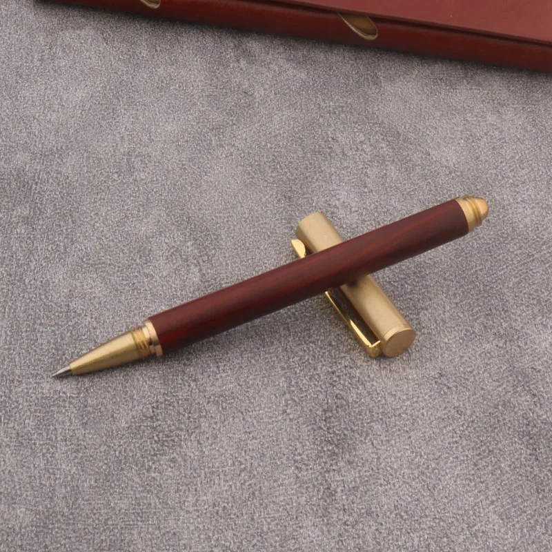 High Quality 86 red wood Rollerball Pen brass spin Calligraphy Signature Ink Pens For Writing