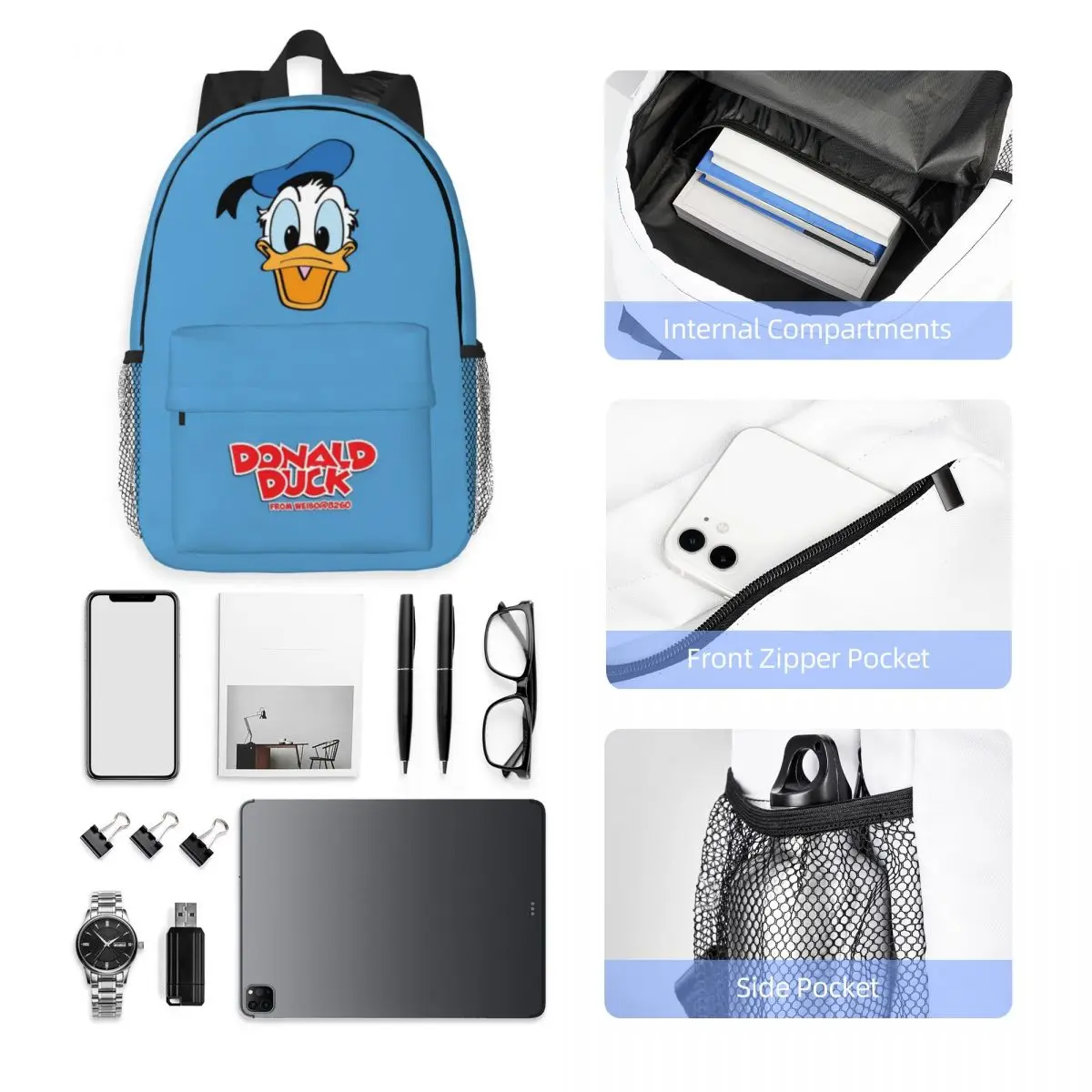 Donald Duck Compacte 15-Inch Rugzak-Stijlvolle Lichtgewicht Tas Perfect Voor Studenten En Pendelaars