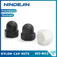 NINDEJIN 5-20pcs Nylon Hex Round Head Cap Nuts M3 M4 M5 M6 M8 M10 M12 Black White Plastic Acorn Nuts for Screw Bolts