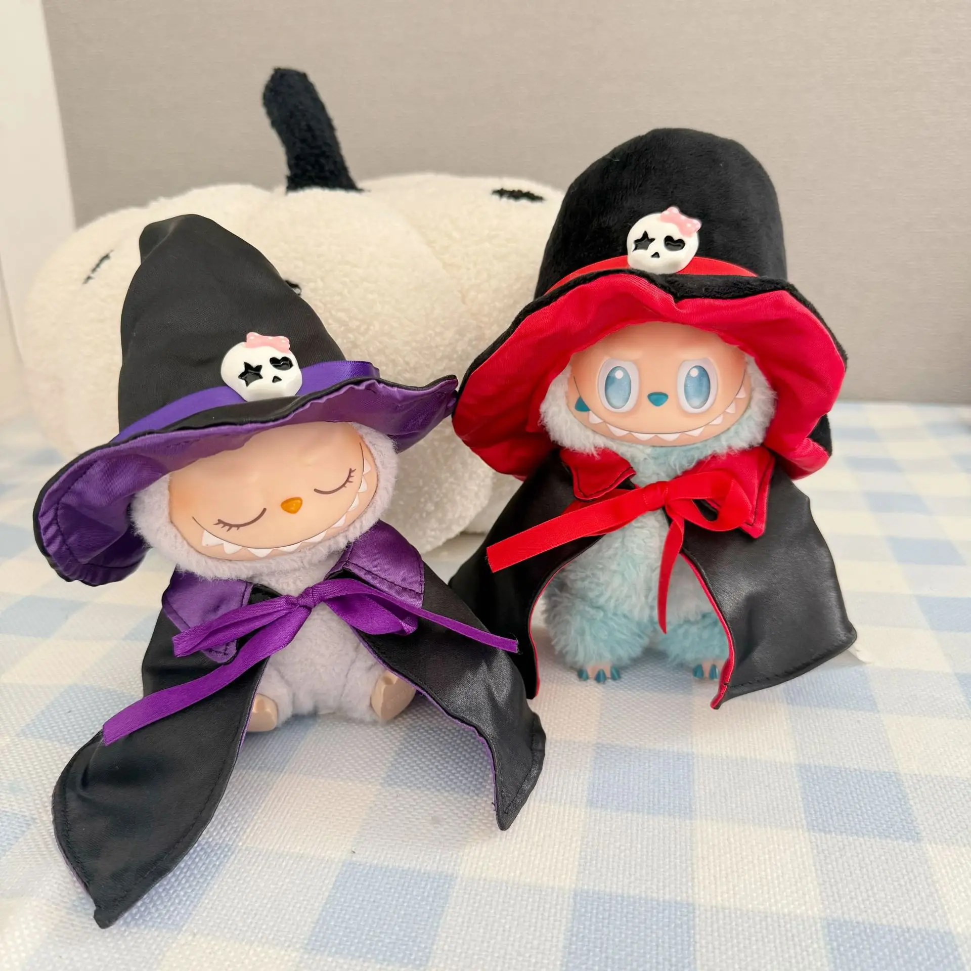 

For 17cm Labubu Clothing quirky Pumpkin Magic Hat Skull Cloak Set 3.0 Labubu Clothes Doll Accessories Cosplay Halloween Gifts