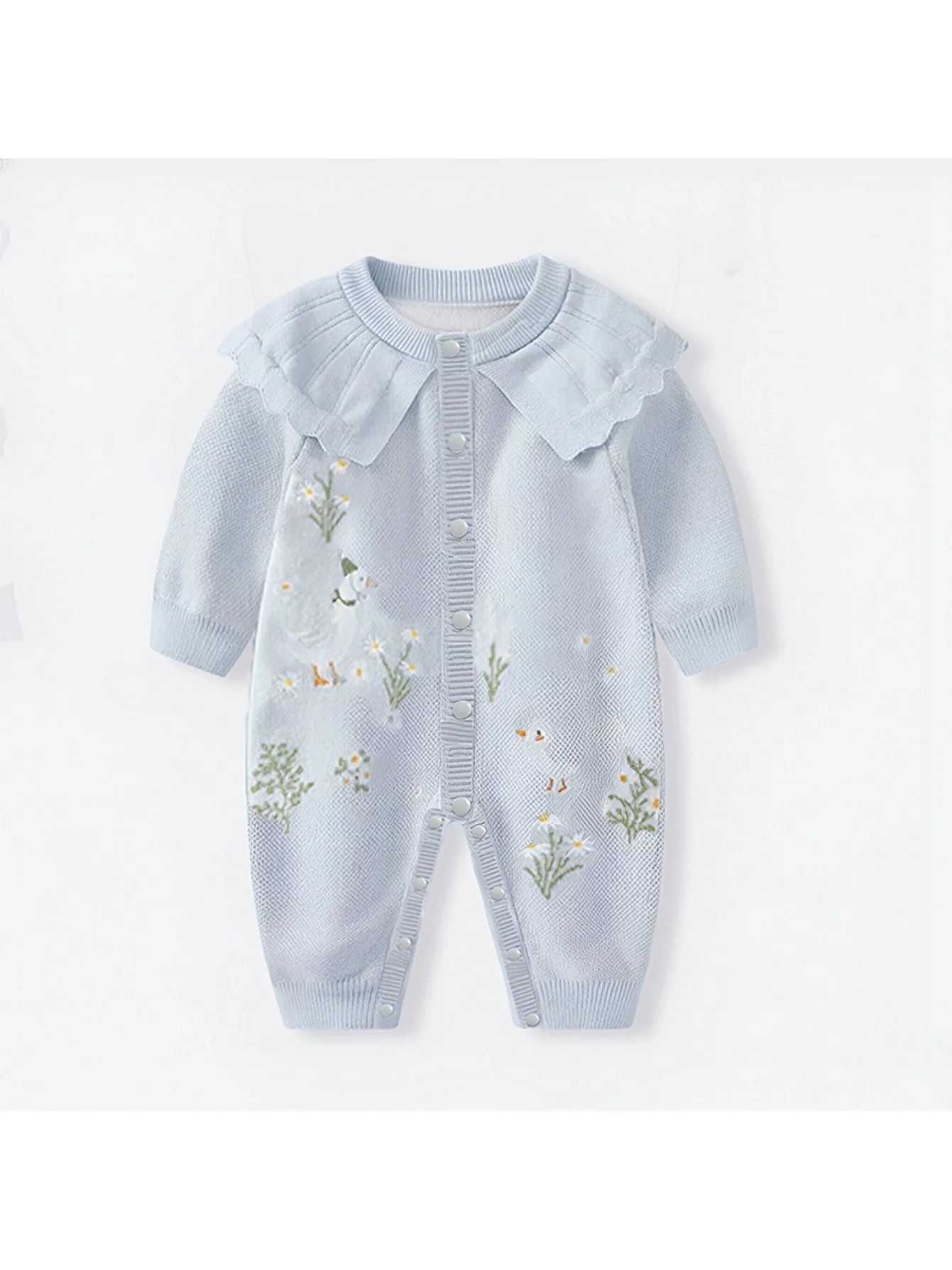 Baby Jumpsuit Autumn Clothing New Style Baby Girl Full Moon 100-Day Knitted Romper Spring and Autumn Outdoor Crawling Suit