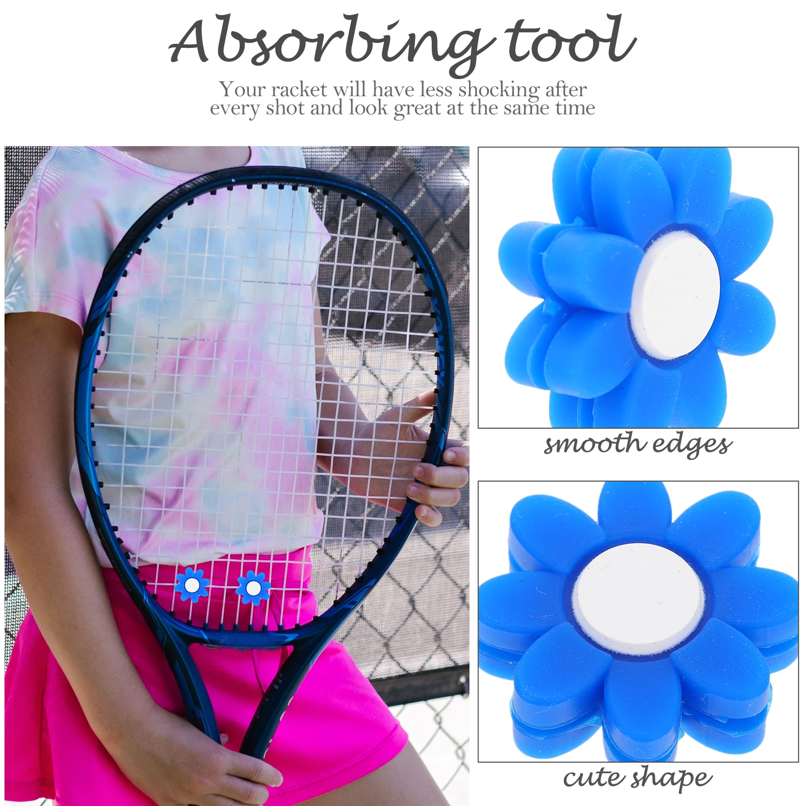 

6pcs Shock Absorber Tennis Racket Accessories Flower Shape Dampener Silicone Vibration Reducer Racket Shocks Absorbing Tool