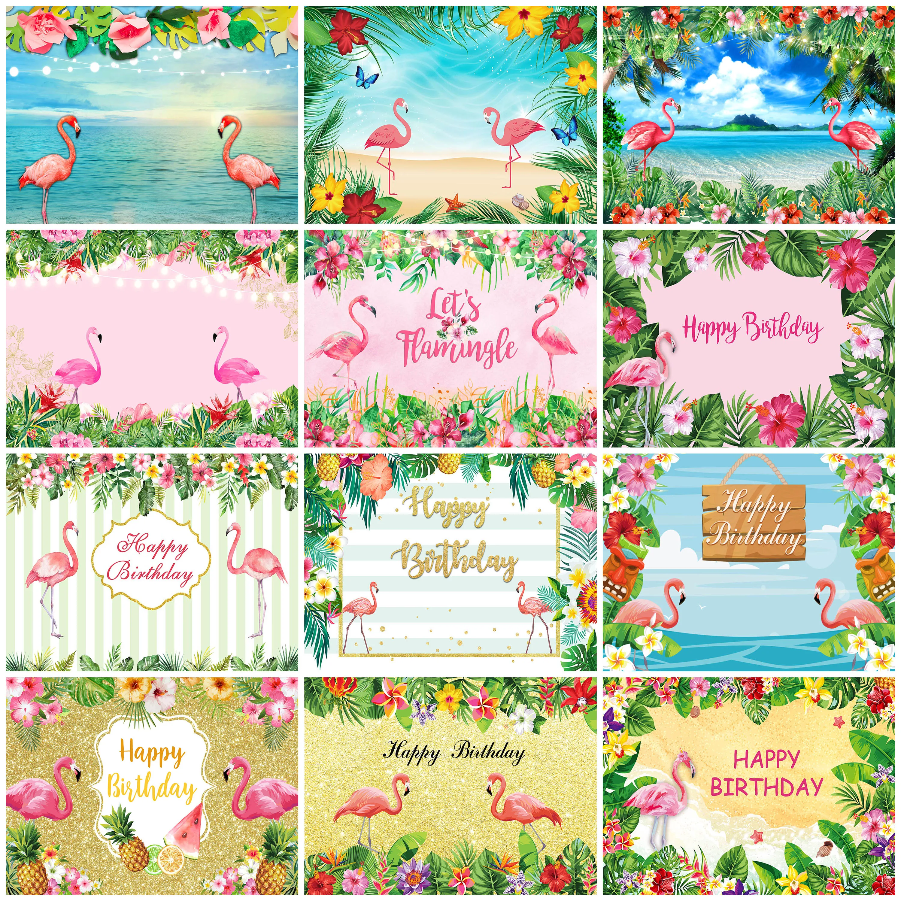 Mocsicka Flamingo Birthday Party Decoration Photography Background Newborn Shower Photo Backdrop Studio Photography Props Banner