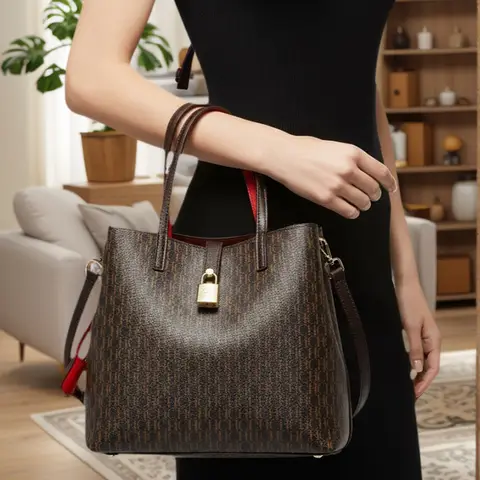 CH-Bolso cruzado de cuero versátil de primera calidad para mujer, bolso de mano para ir al trabajo diario de gran capacidad, diseño con estampado de letras, moda para mujer