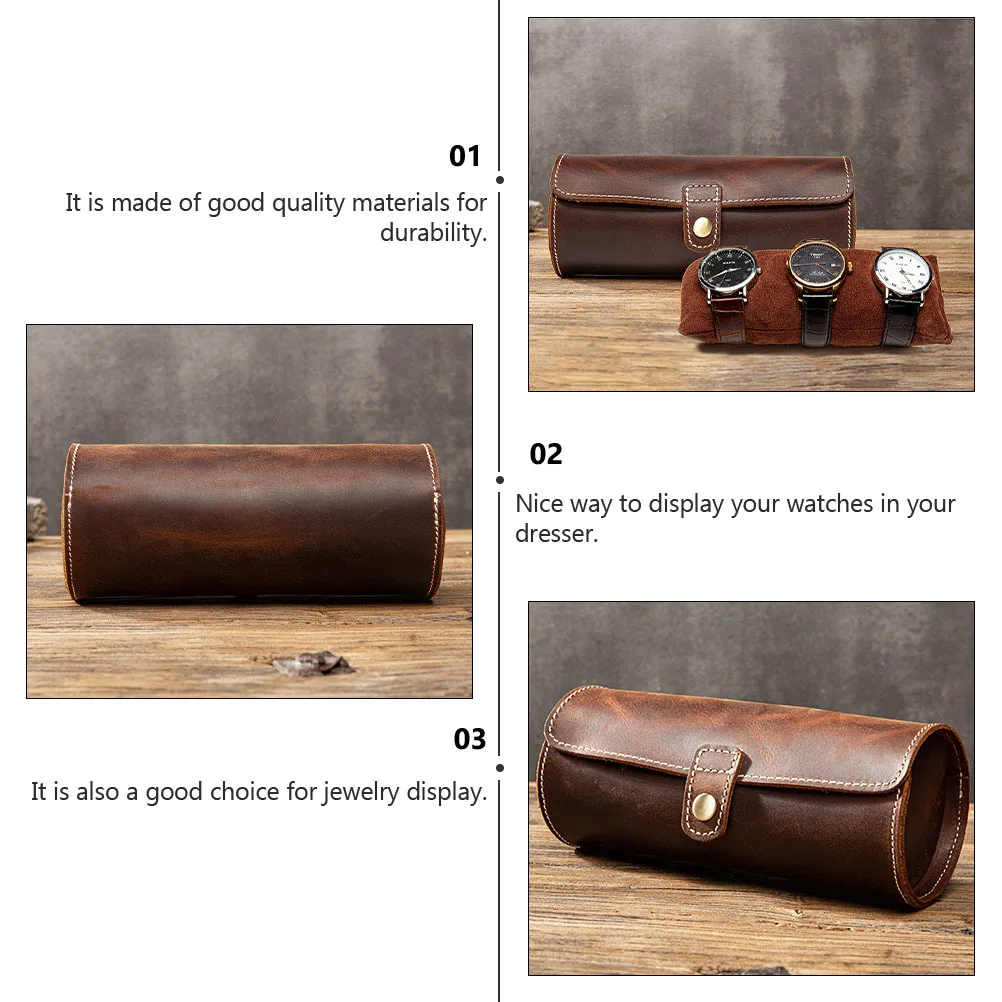 

1Pcs Watch Display Box Vintage Style Portable Watch Roll Travel Storage Organizer Jewelry Packing Case