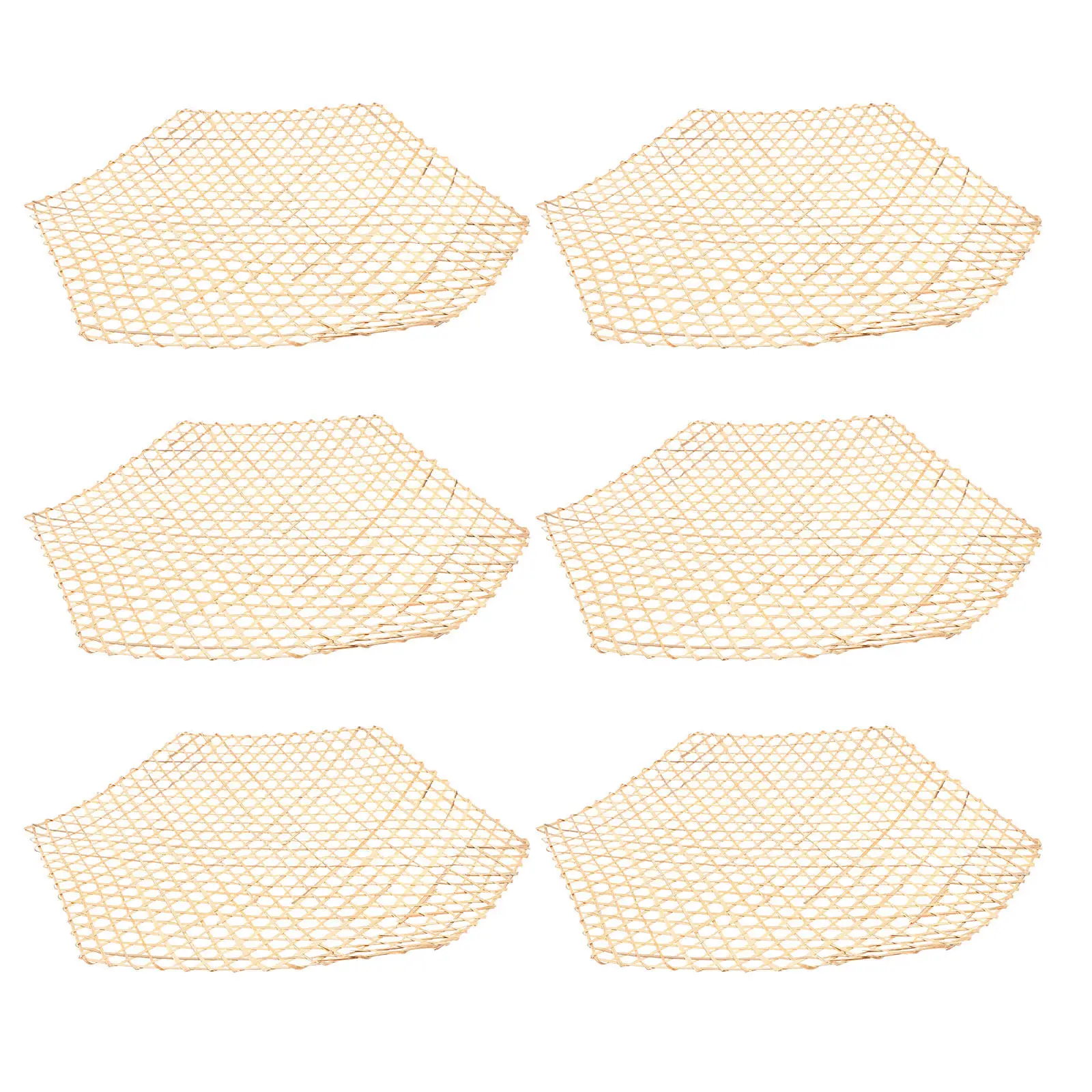 6pcs Bamboo Plate Mats – Oil-Proof Kitchen Dish Mats for Steaming, Frying & Serving – Eco-Friendly Natural Liners