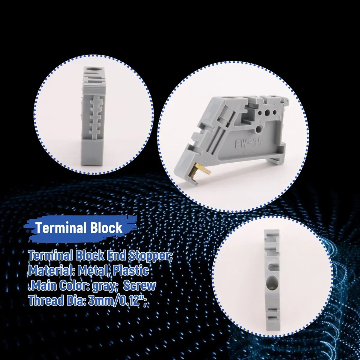 A14M 50Pcs 35mm DIN Rail Terminal Block End Stopper Mounting Clips